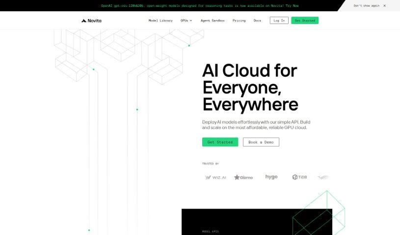 Screenshot of Novita AI