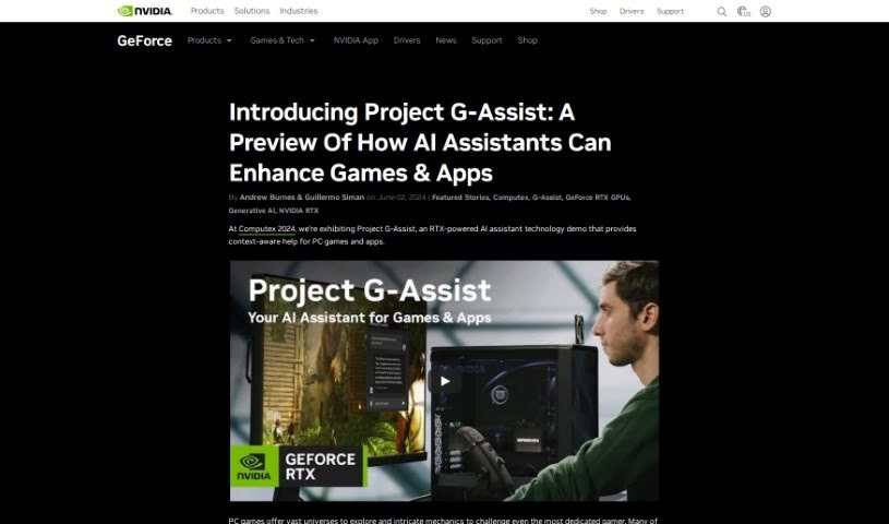 Screenshot of NVIDIA Project G-Assist
