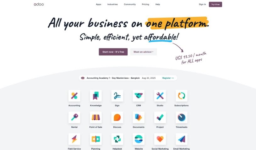 Screenshot of Odoo