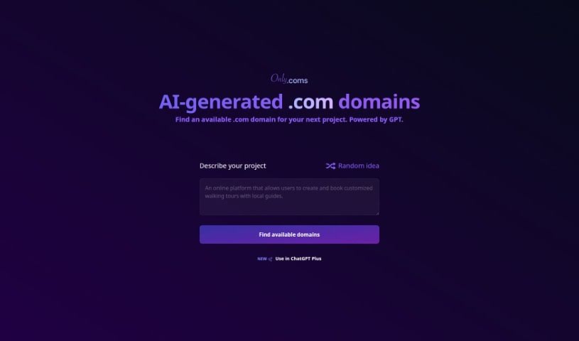 Screenshot of OnlyComs