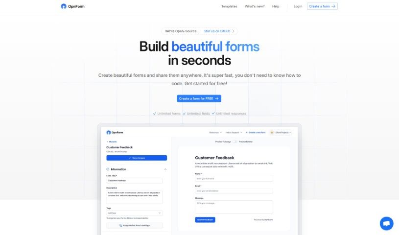 Screenshot of OpnForm