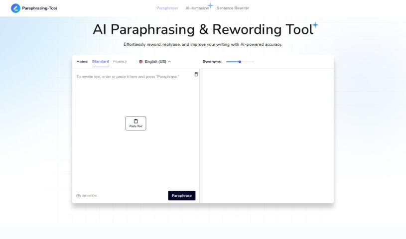 Screenshot of paraphrasing-tool.com