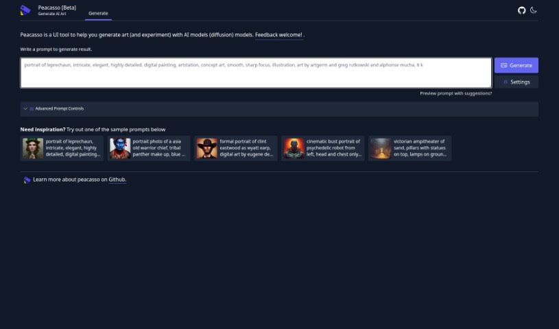 Screenshot of Peacasso