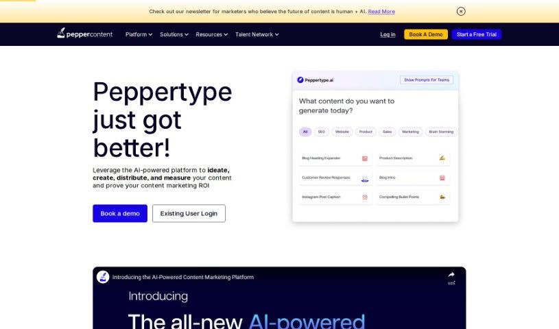 Screenshot of Pepper Content