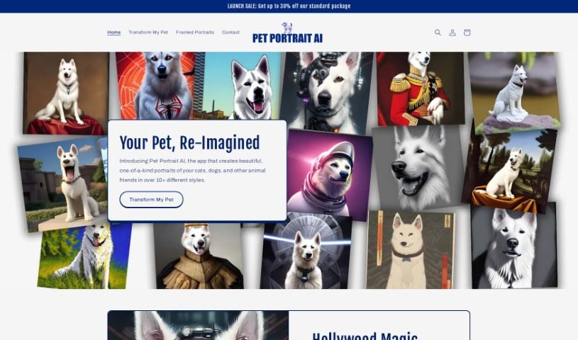 Screenshot of Pet Portrait AI